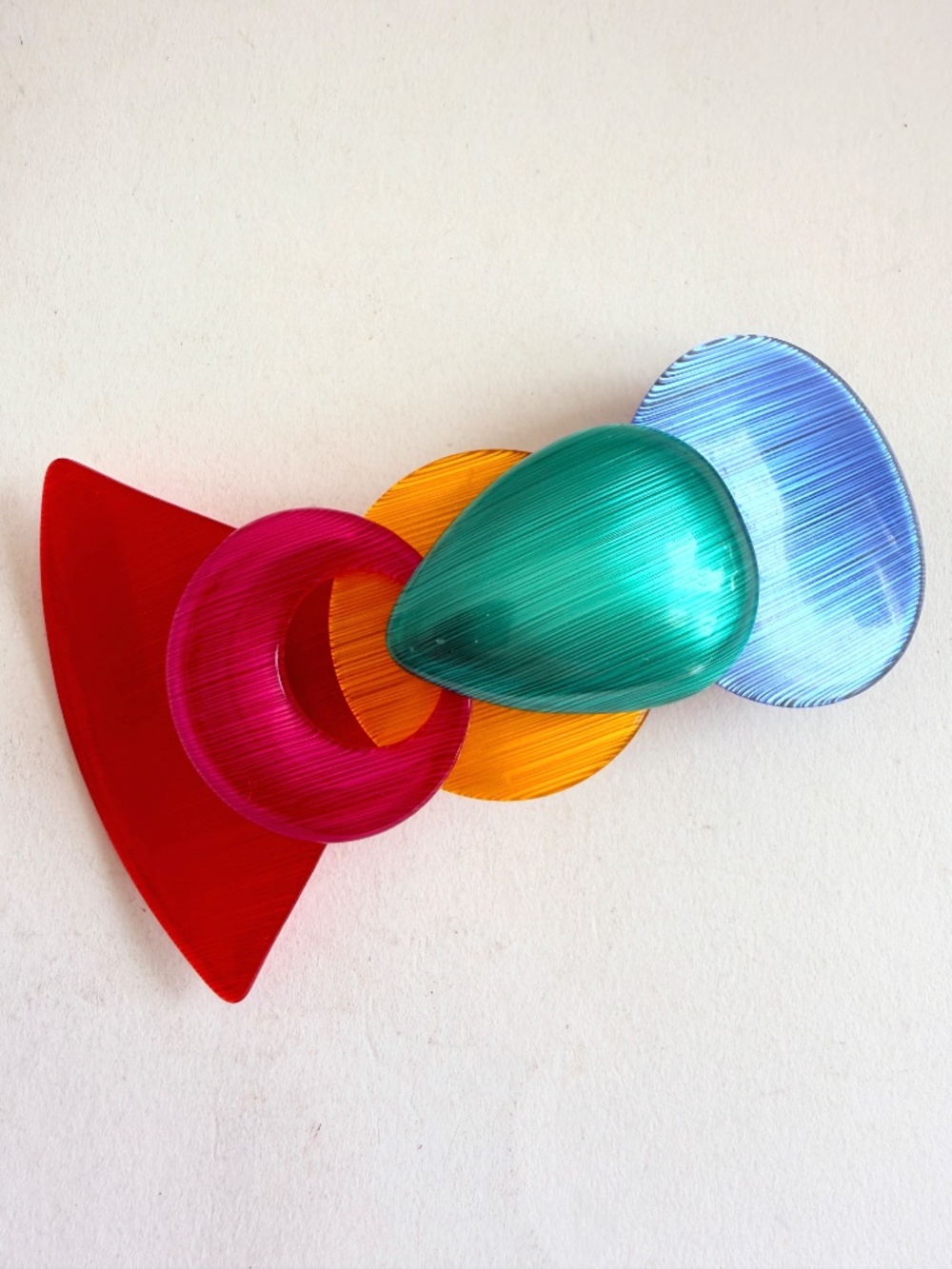 Vintage Hair Clip PostModern Colorful Lucite Acrylic Plastic Pop Art Geometric